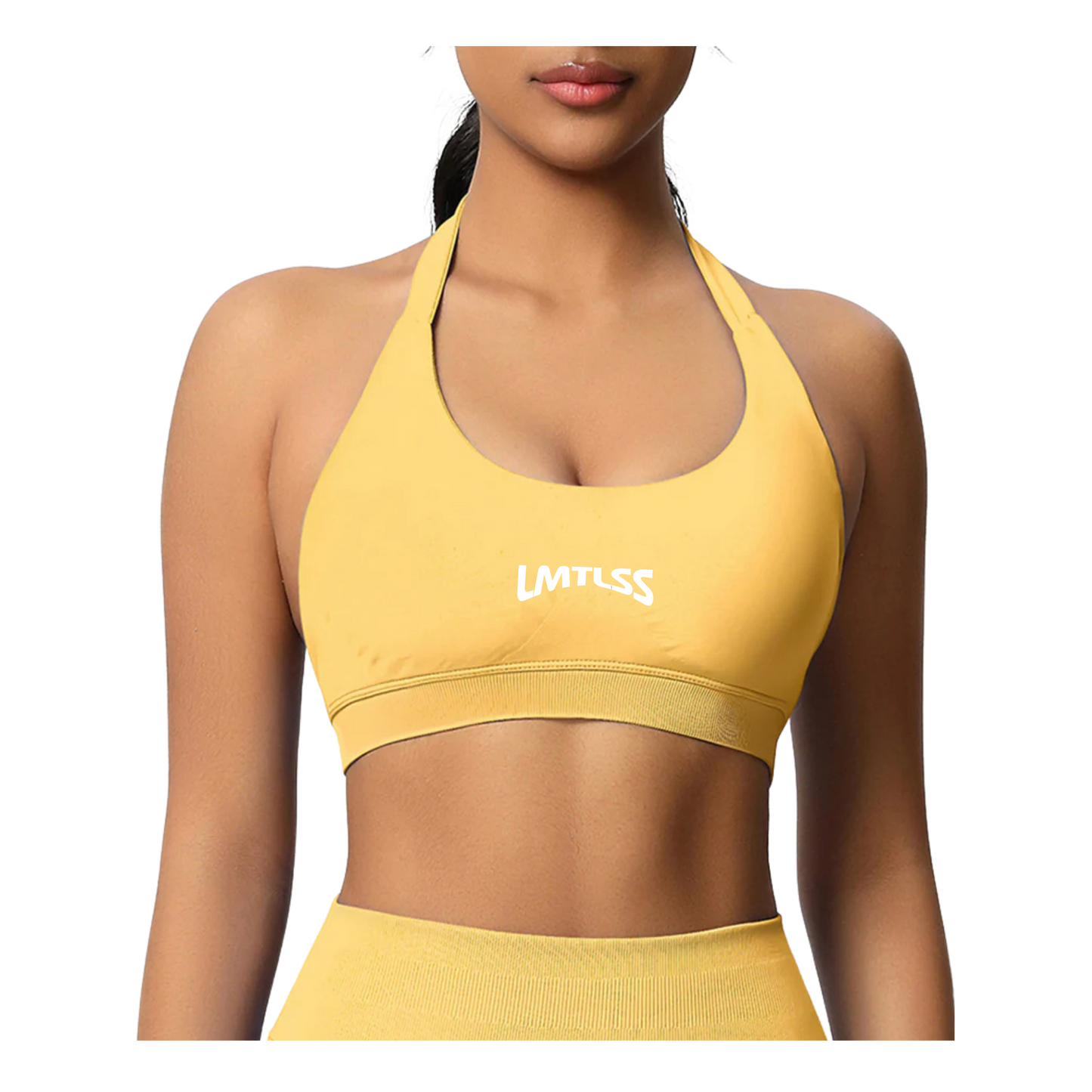 Ladies LMTLSS pulse halter neck top