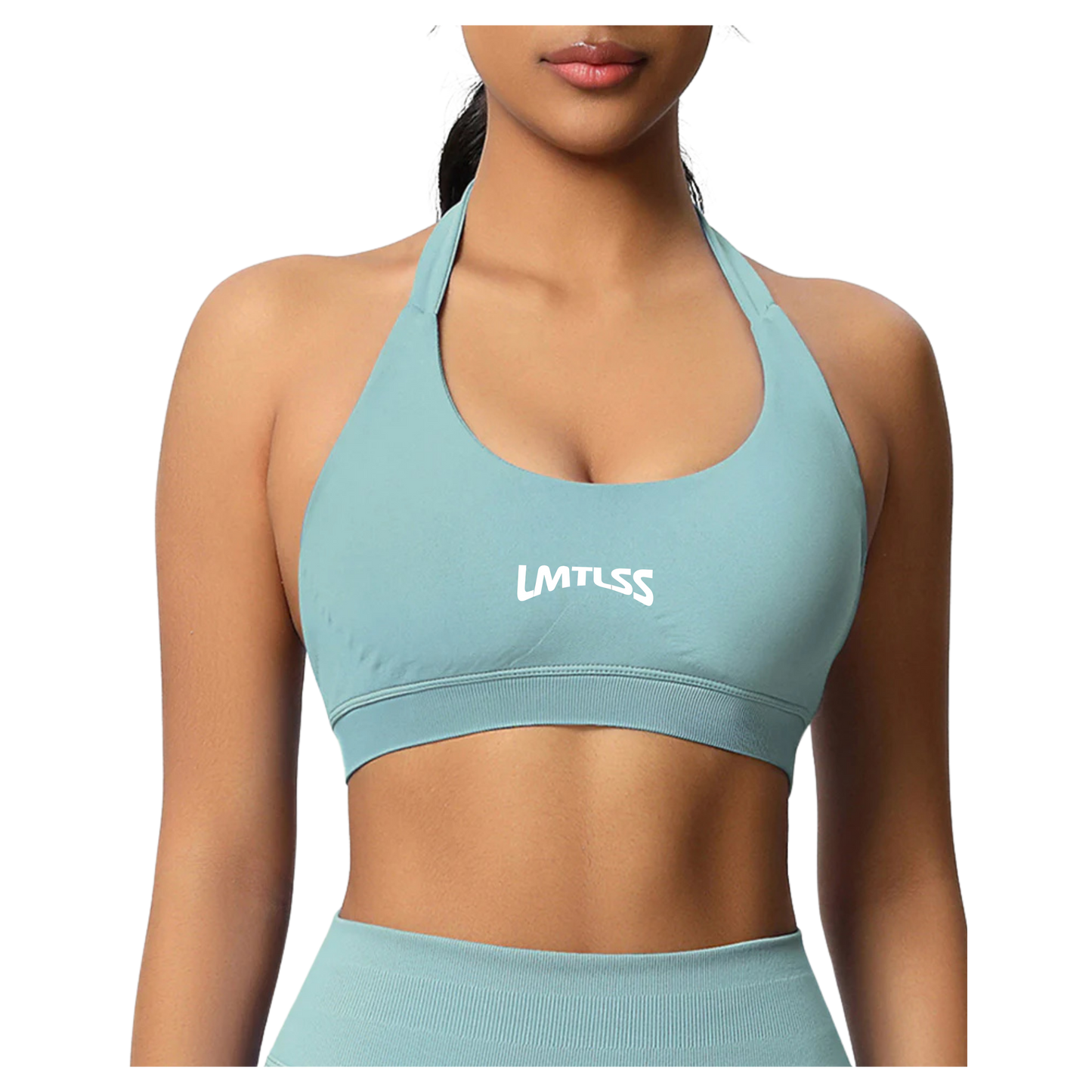 Ladies LMTLSS pulse halter neck top