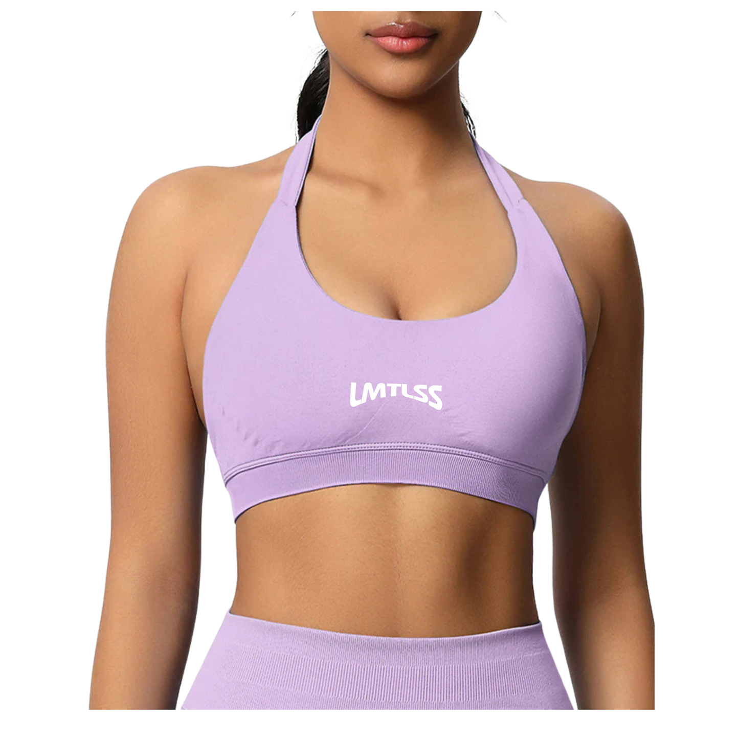 Ladies LMTLSS pulse halter neck top